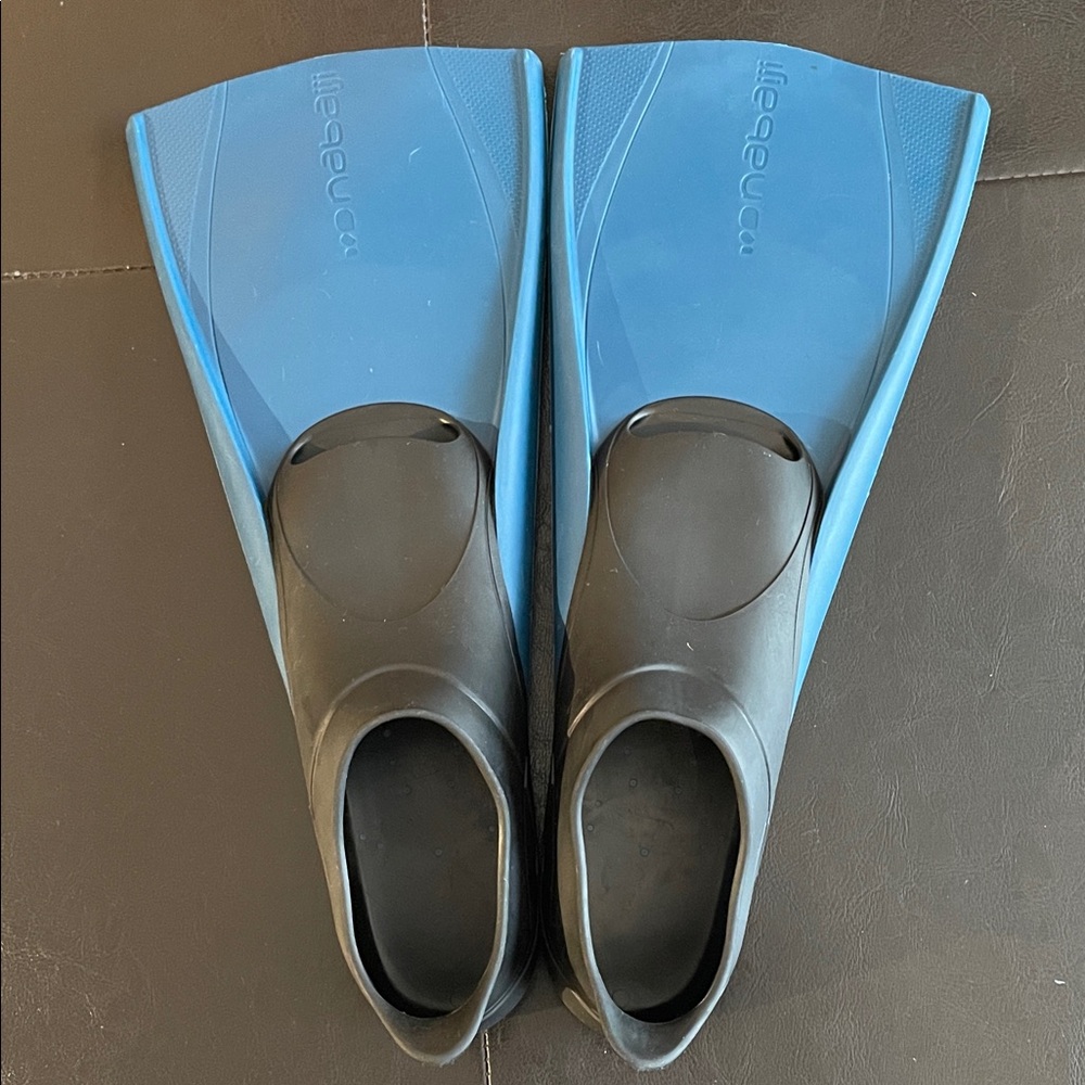 Decathlon Blue and Black Swim Fins size US 2-3